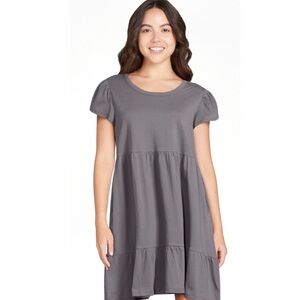 Women’s Flutter Gray Tiered Cotton Knit Dress with pockets sz: XXL (20)